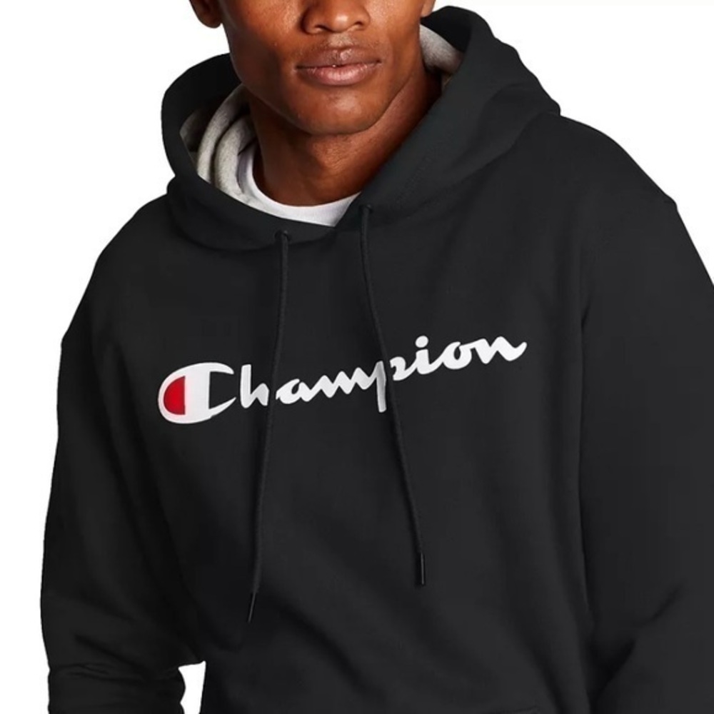 🍕🪻Champion hoodie sweatshirt Script Logo black medium CLOSEOUT